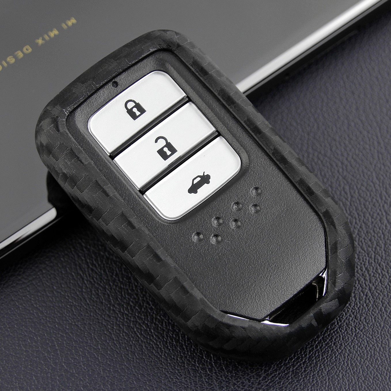 适用于雅阁冠道钥匙包硅胶碳纤维新款车用思域本田车用钥匙包