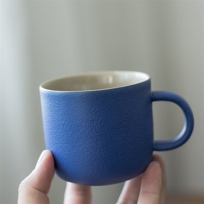 杯子简约陶瓷一丨理想蓝色咖啡杯套装手工马克咖啡杯