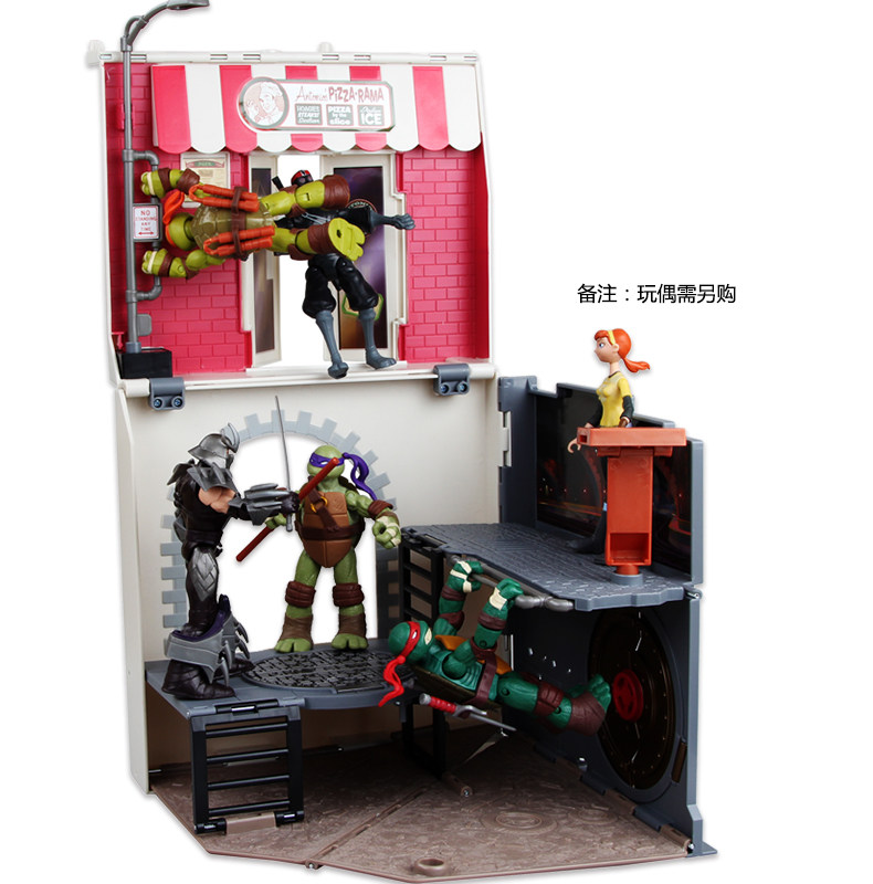 手办儿童玩具正品立体披萨盒场景奥迪双钻忍者神龟玩具模型其他拼装