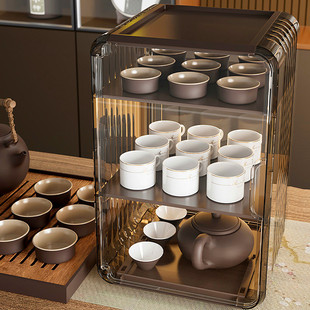 水杯托盘家用客厅茶几放茶具茶水杯子置物柜茶盘双层收纳盒茶杯架