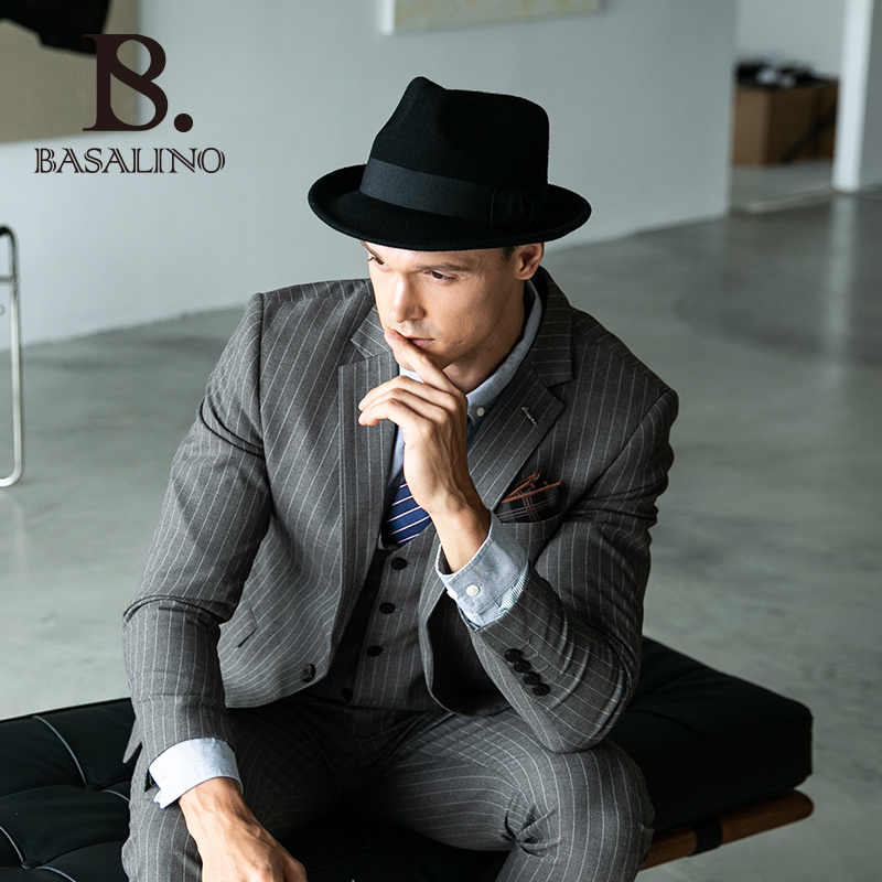 英伦男毛呢绅士帽男士冬季帽子加厚大头爵士帽秋冬羊毛小礼帽潮