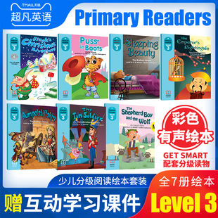 美国经典英文绘本睡前亲子阅读英语故事书Primary readers level3级别7本含7张CD-ROM学习软件 英文分级阅读绘本经典故事原创故事