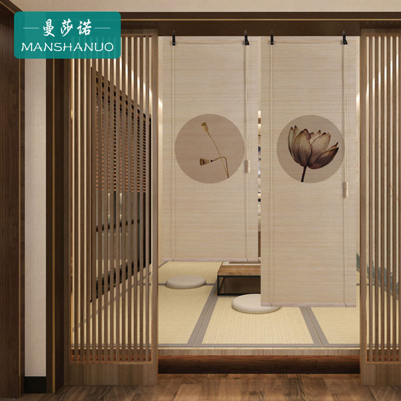 新中式竹帘窗帘卷帘复古装饰中国风家用禅意隔断茶楼展厅升降遮光|ruв категории домашний ткань, занавес, занавес и аксессуары, створка - от Buy2taobao.com для оказания профессиональной услуги покупки агента Taobao