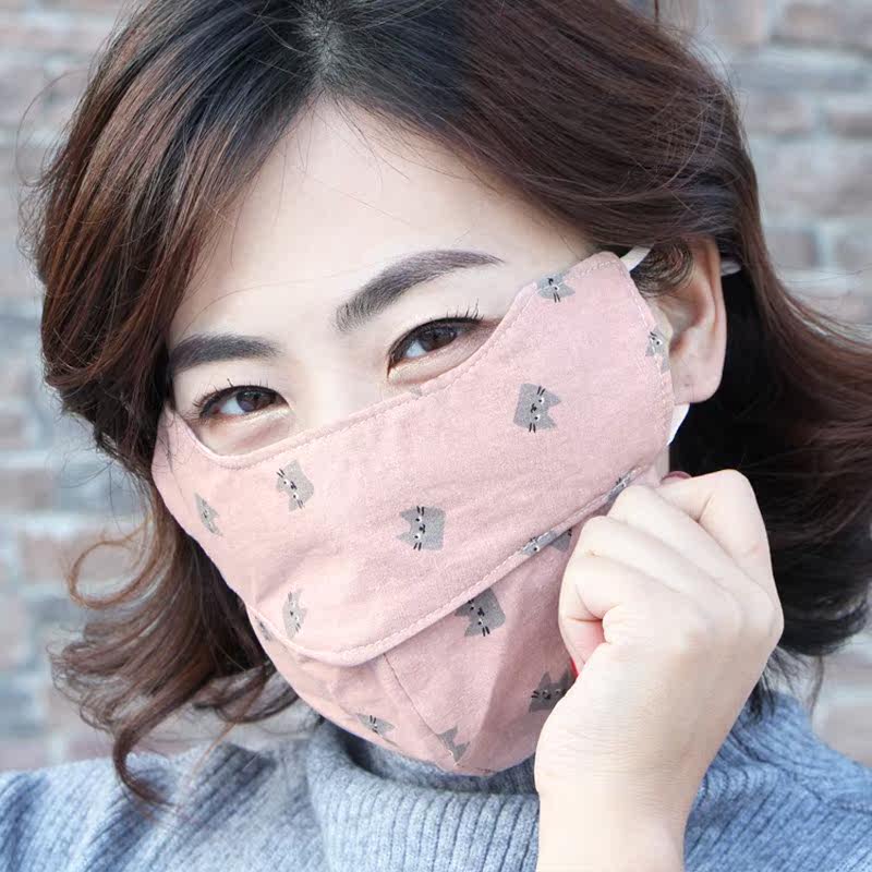 漏嘴漏鼻子的口罩中间开口的保暖女秋冬防紫外线开口透气女士防_1折