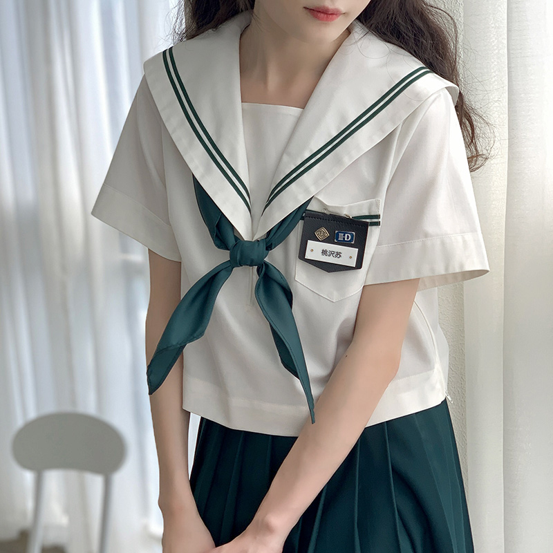 酱果原创日系女子高中生基础款可爱水手服制服短袖jk衬衫海军领短