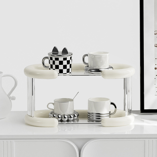 高级感轻奢杯子收纳置物架茶杯架茶具收纳家用托盘桌面放水杯杯子