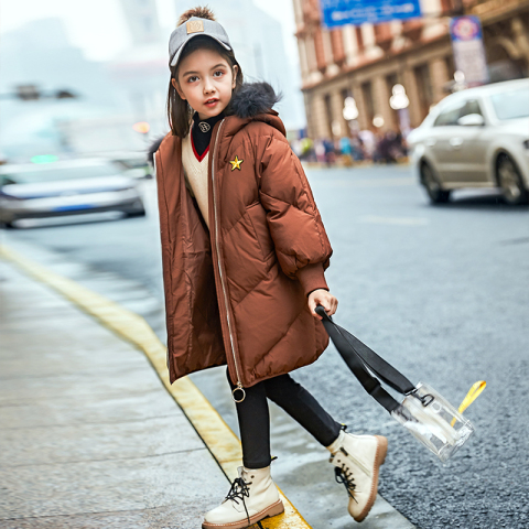 女童羽绒服2019新款韩版洋气中长款加厚上衣服儿童装冬季冬装外套
