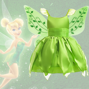 女童花仙子装扮儿童公主Tinker Bell带翅膀六一公主裙绿色小精灵
