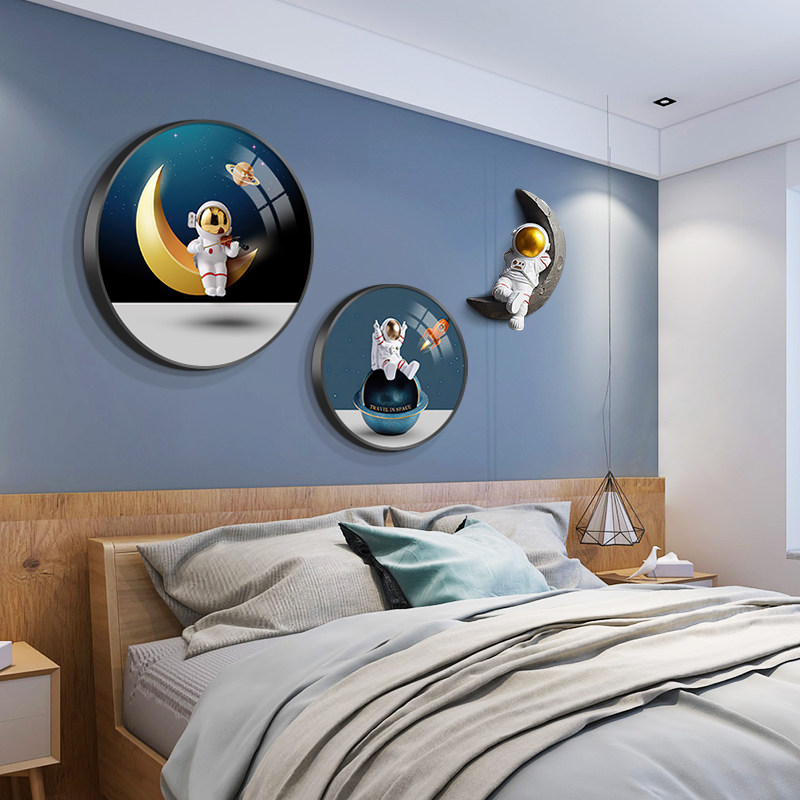 儿童装饰画2022年新款男孩女孩房间壁画卡通动漫圆形创意壁饰挂画