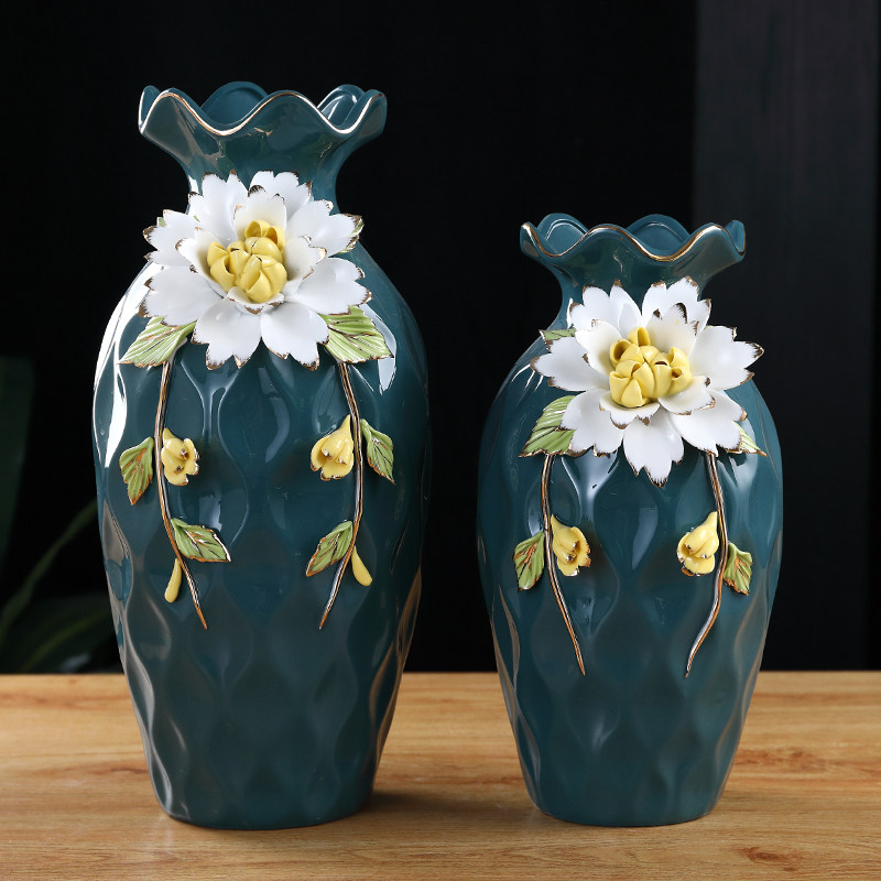 欧式家居创意花瓶摆件客厅插花桌面轻奢餐桌鲜花陶瓷花插软装饰品