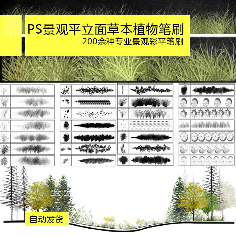 T-001 100余種PS筆刷花草樹(shù)木等植物筆刷平面樹(shù)草本植物景觀素材 T-001 100余種PS筆刷花草樹(shù)木等植物筆刷平面樹(shù)草本植物景觀素材
