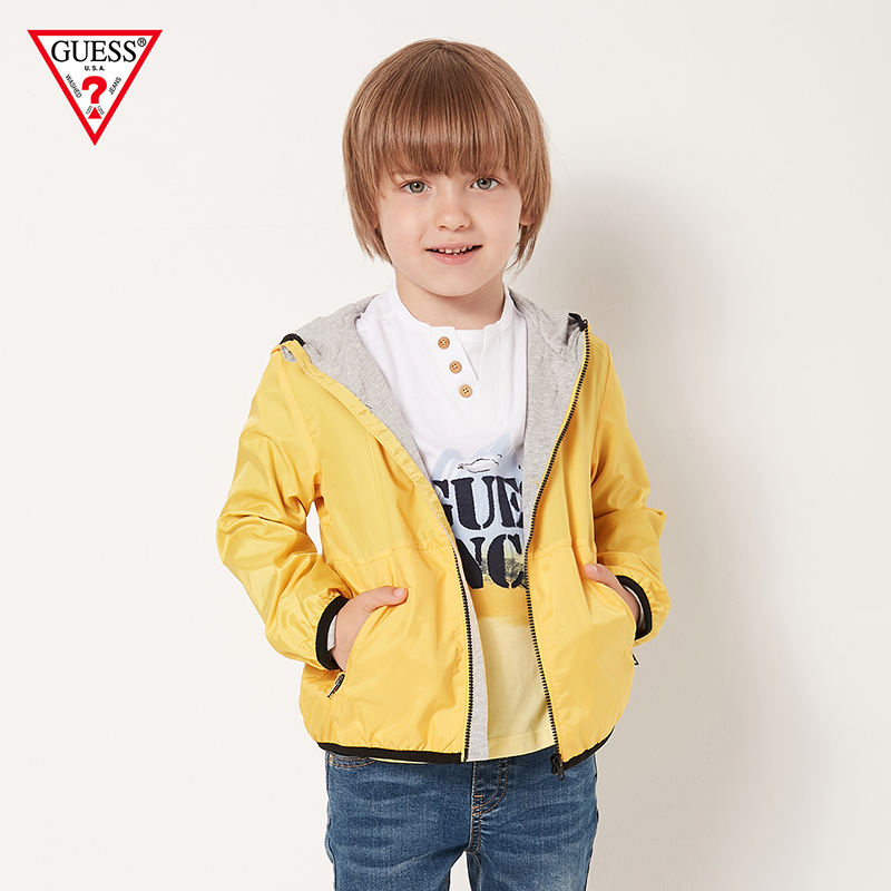 GUESS Children's clothing Boy Solid Hooded Inverted triangle LOGO Jacket -N93L00WAH00in the Children/Baby/Family fitted , Coat/Jacket/Overcoat , Jacket/Leather clothing category - from Buy2taobao.com to provide professional Taobao agent buy service