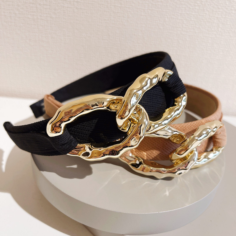 网红夸张百搭甜美金色圈头箍韩国简约大气金属发箍女时尚外出发卡