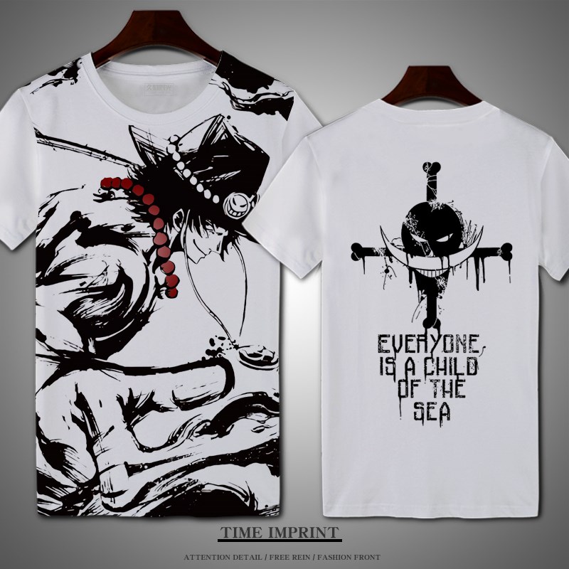 白胡子海贼团路飞王T恤短袖男骷髅旗半截袖大码海迷情侣上衣艾斯在类目 男装, T恤中 - 来自Buy2taobao.com提供专业的淘宝代购服务