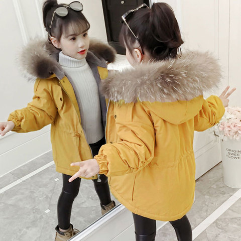 女童冬装棉衣2019新款儿童装羽绒棉服中长款小女孩洋气冬季派克服