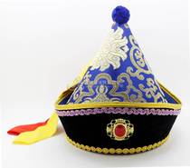 蒙古族儿童男帽 男孩款蒙古尖顶王爷帽 少数民族舞蹈演出帽子