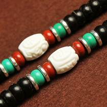 牛骨绿松石色隔珠椰壳佛珠手链108颗手串念珠老椰壳泥鳅背