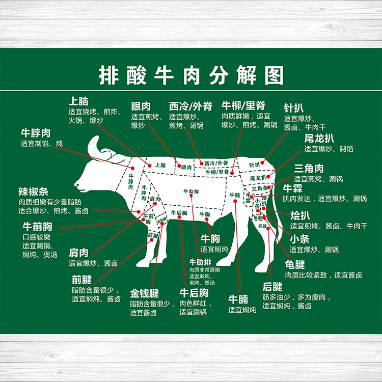 市场超市排酸牛肉分割分解切割部位图写真海报写真