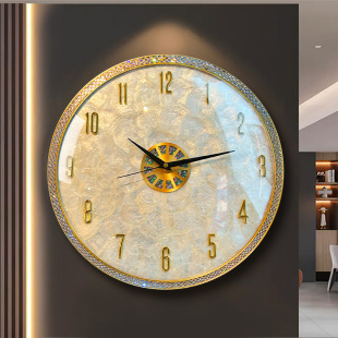 客厅挂钟家用轻奢大气高档静音高级感现代简约创意贝壳挂墙时钟表