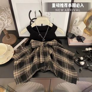 女童夏装套装2024新款儿童挂脖背心小女孩洋气夏季两件套裙裤潮