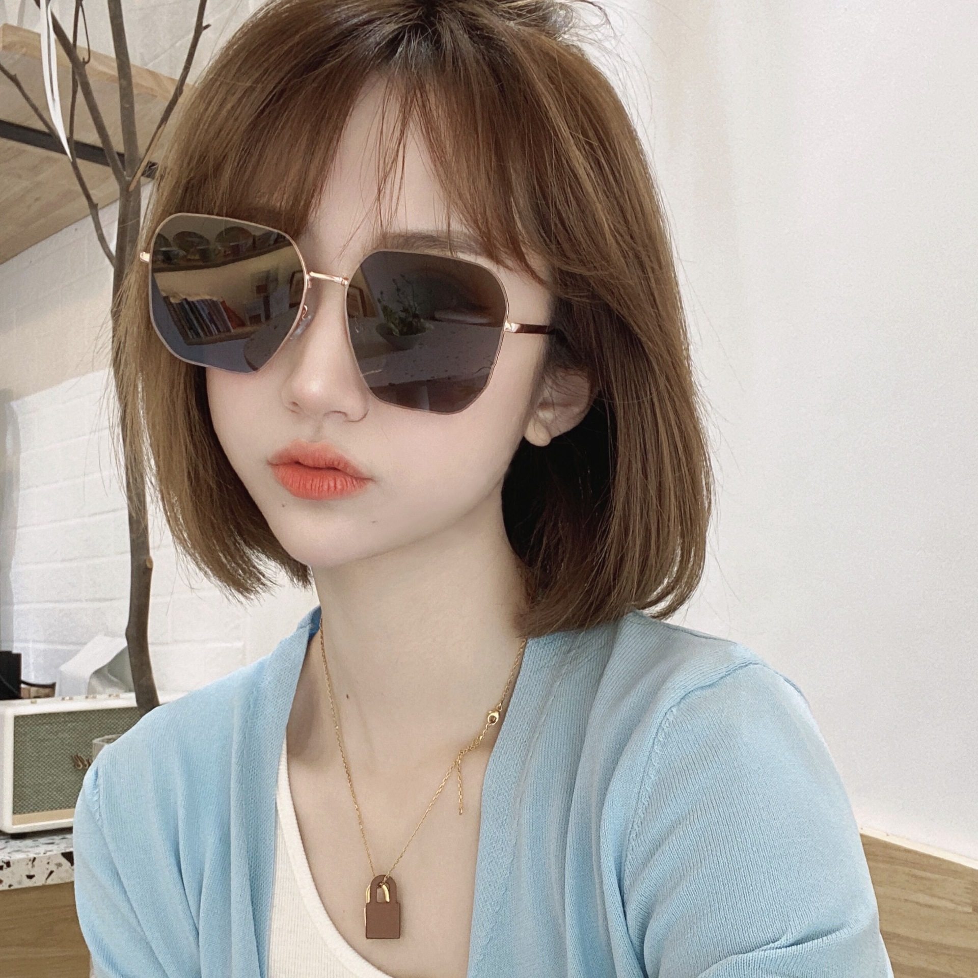 网红尼龙镜片墨镜女潮防紫外线开车太阳眼镜大框显脸瘦太阳镜男士