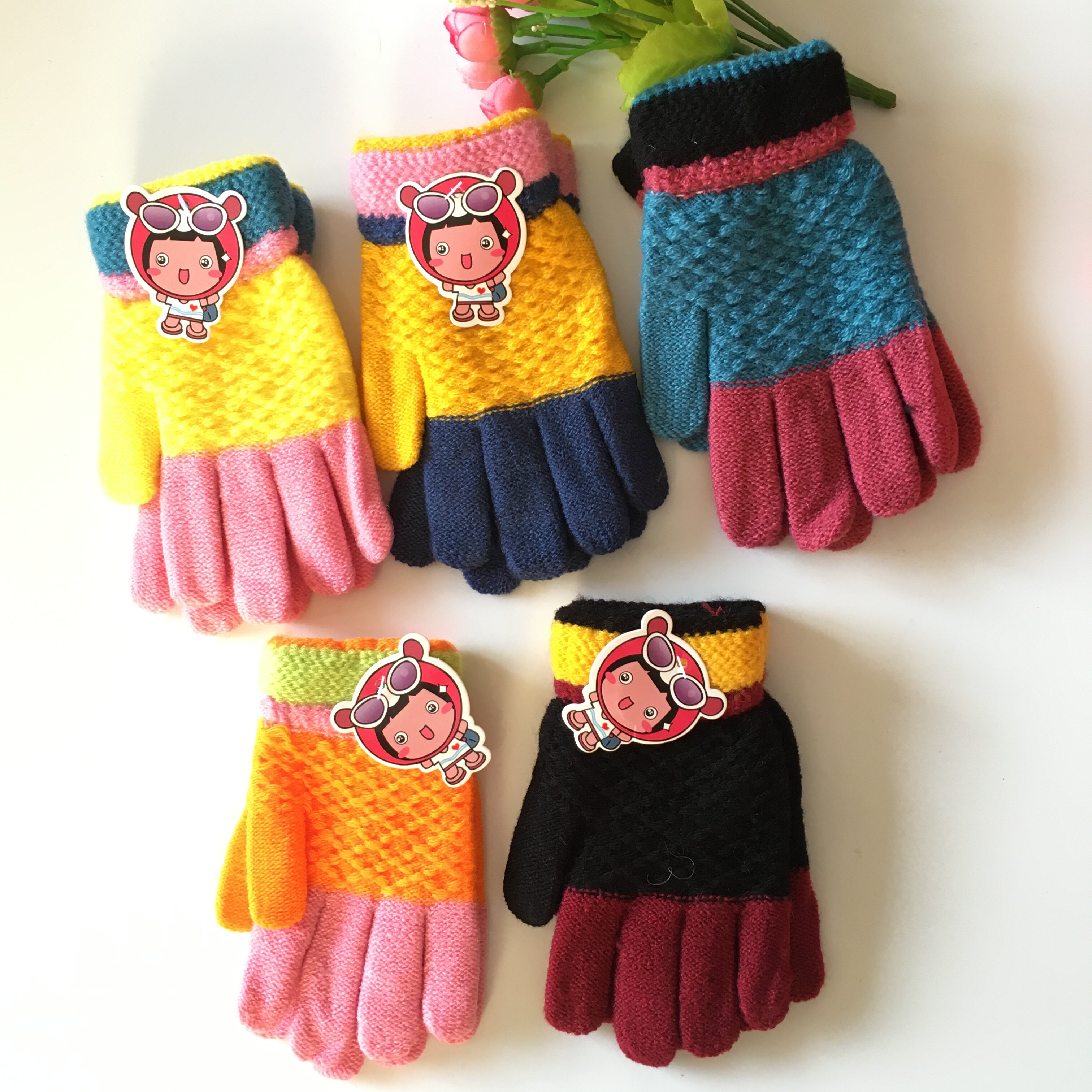 五指袜女冬季 加厚 可爱_小学生手套冬季保暖可爱男孩加厚女孩可爱