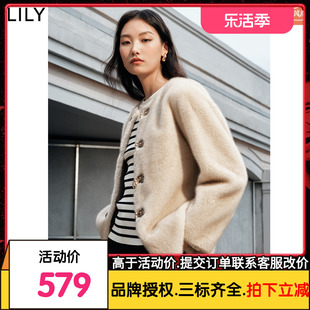 LILY2023冬季新款环保皮草仿貂绒毛毛外套温暖高级感短款小个子女