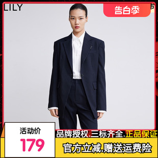 【商场同款】LILY2022春新款女装时尚一粒扣经典条纹修身西装外套