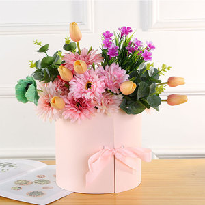 生日表白告白惊喜盒子圆形创意双层旋转花盒鲜花包装盒花束礼盒