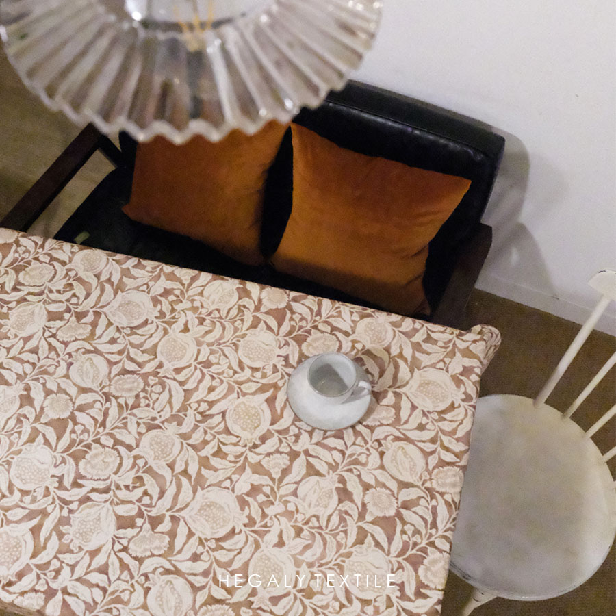 HEGALY | 石榴巧克力色桌布棉麻店主超爱复古印花布艺装饰餐桌垫