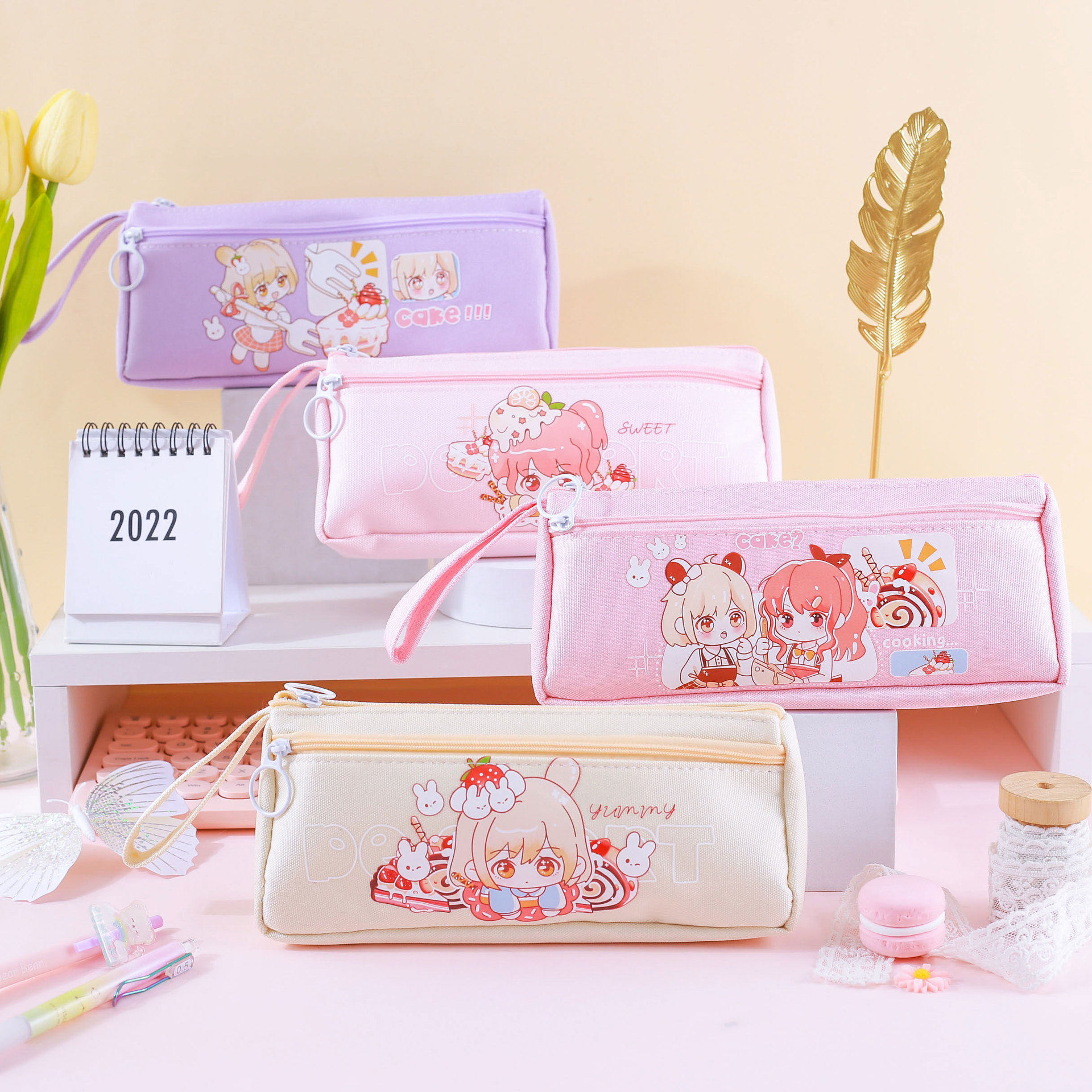 可爱少女心可爱文具笔袋收纳铅笔袋 moko 小兔羔双层多功能笔袋