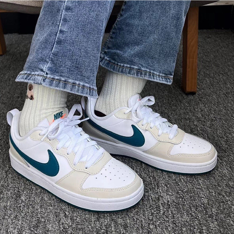 nike耐克女鞋court borough low2白蓝运动休闲低帮板鞋bq5448-017