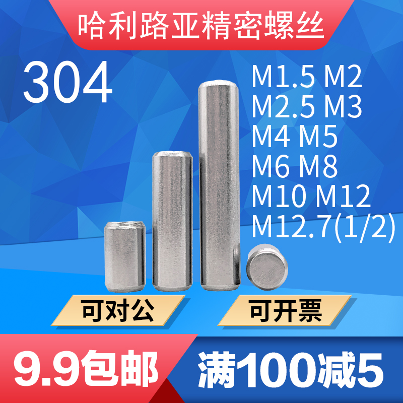 304不锈钢GB119圆柱销销钉直销双头倒角实心定位销M1M1.5M2M3-M12