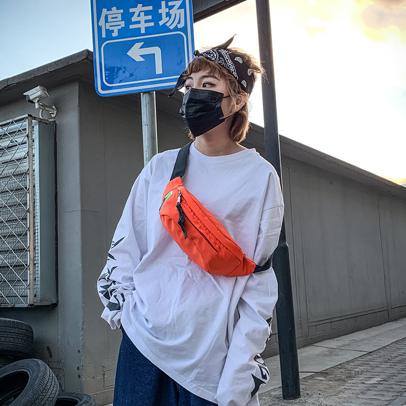 时尚街拍男胸包港风户外运动轻便男女腰包潮牌百搭简约斜挎胸怀包