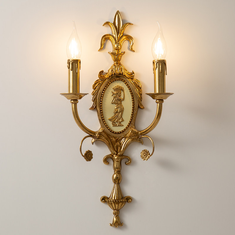 法式壁灯奢华复古欧式别墅客厅书房卧室床头灯具简约轻奢全铜壁灯