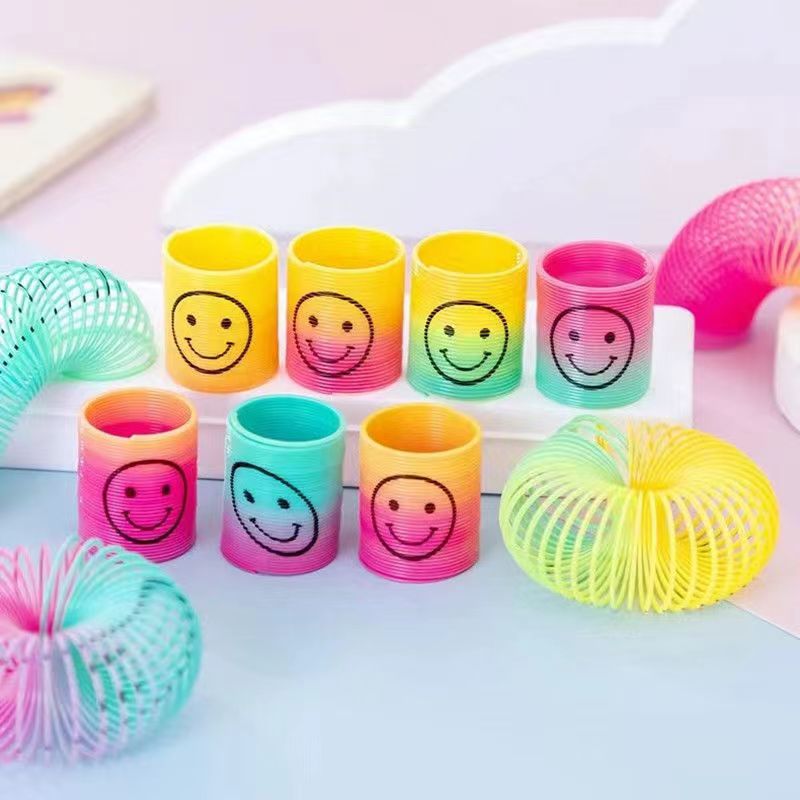 迷你表情彩虹弹簧圈幼儿园奖励小叠叠圈玩具六一地推活动小礼品