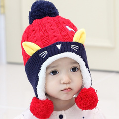 婴儿帽子秋冬6-12个月婴幼儿毛线帽小孩儿童护耳帽男女童宝宝帽