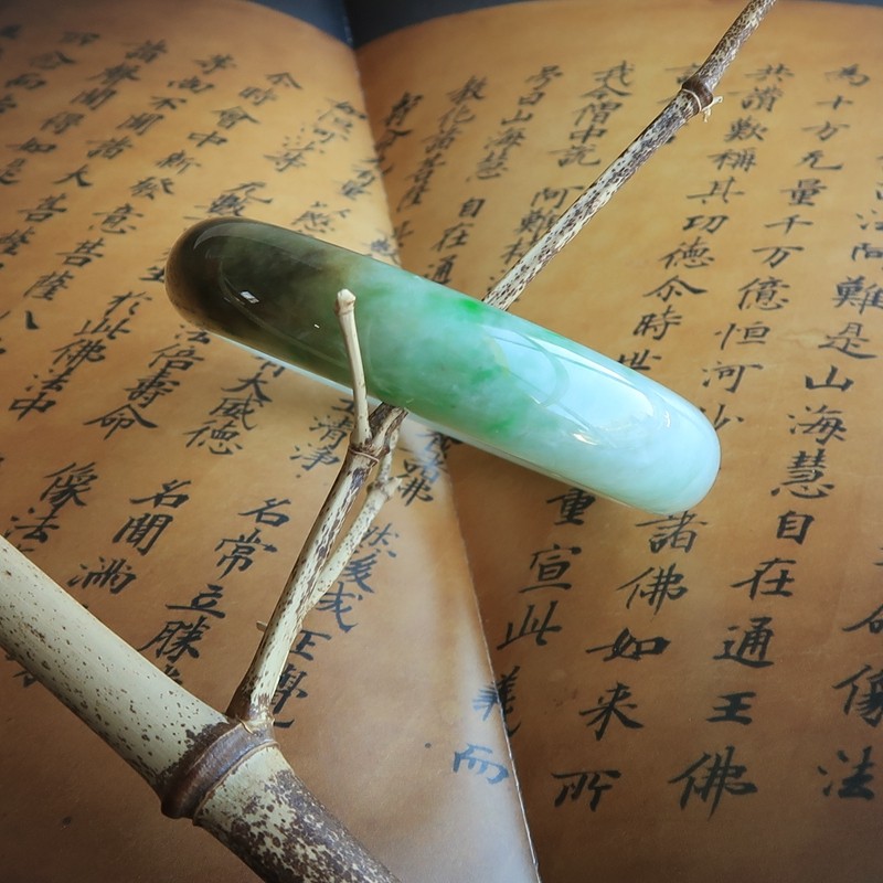 花想容隆和斋珍藏58缅甸老坑飘阳绿翡翠玉镯a货黄加绿手镯超值