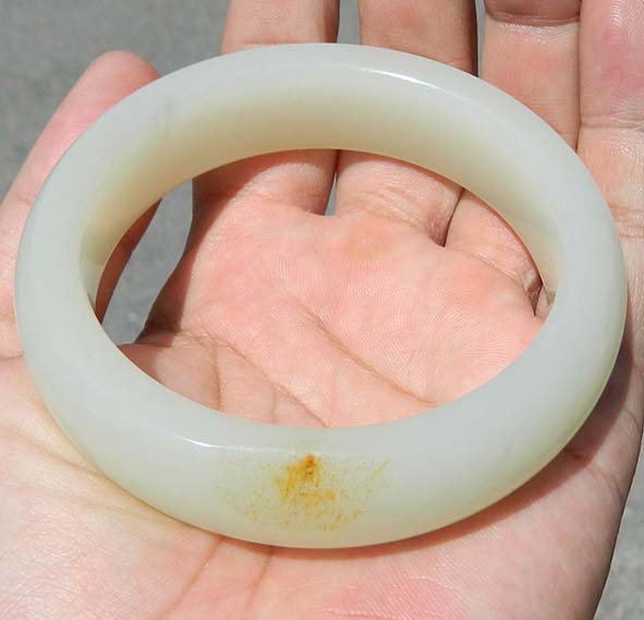 彩云轩精品玉器101克新疆和田玉白玉羊脂玉籽料籽玉手镯子63圈口