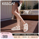 KISSCAT接吻猫2024年夏季新款复古猪笼鞋沙滩鞋百搭厚底罗马凉鞋