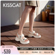 KISSCAT接吻猫2024夏季新款时尚运动魔术贴沙滩鞋增高休闲凉鞋女