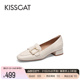 KISSCAT接吻猫24年春新款编辑鞋气质通勤法式乐福鞋复古单鞋女