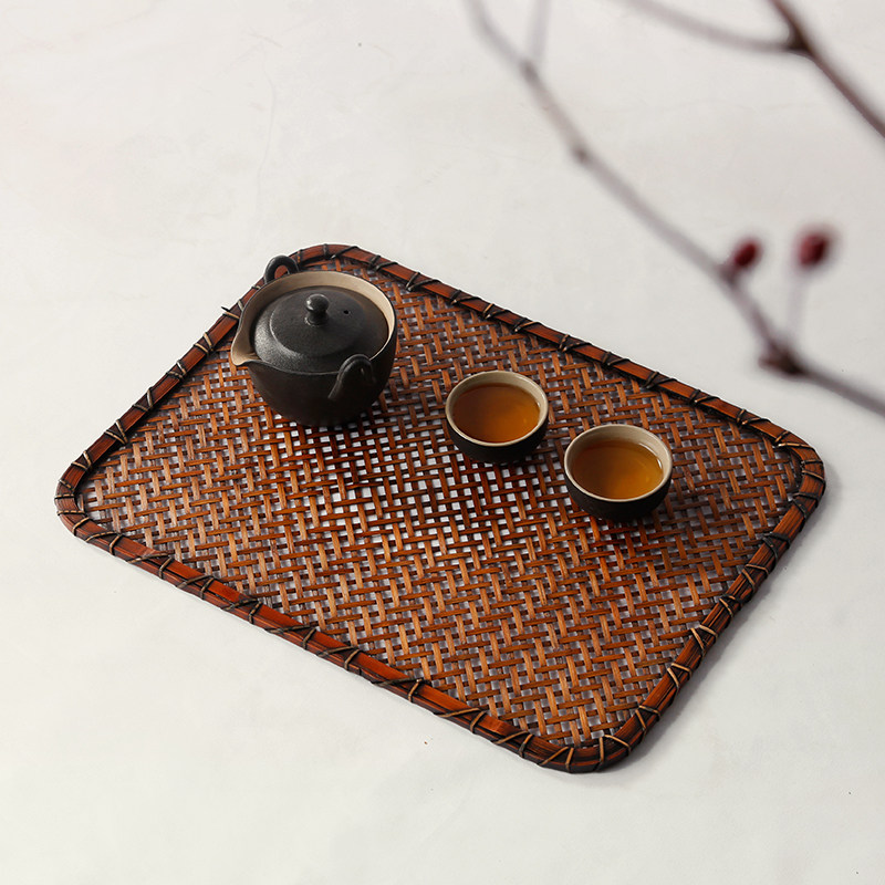 手工竹编干泡茶席中式禅意杯垫桌布香道竹席茶具配件茶盘泡茶帘