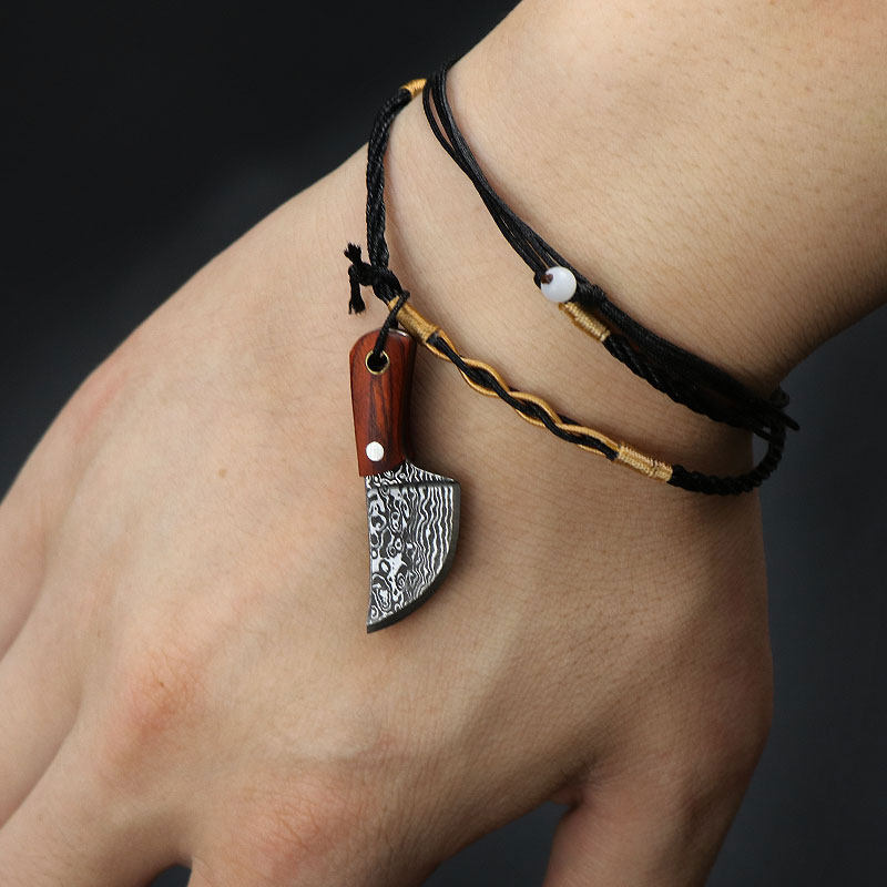 创意造型小刀随身便携迷你快递刀锋利大马士革花纹钥匙挂件开箱刀