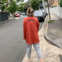 那子微胖女装大码韩版印花字母T恤女2019早春新款纯色上衣百搭潮