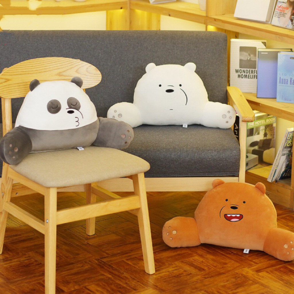 名创优品miniso裸熊三只熊老款腰靠超萌抱枕办公室神器男女生礼物