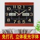 北极星大款方形夜光客厅静音挂钟家用时尚创意简约石英钟万年历表