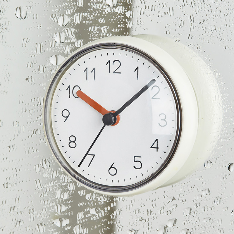 创意小时钟吸盘钟防水浴室钟厨房钟冰箱贴钟卫生间吸墙贴玻璃钟表
