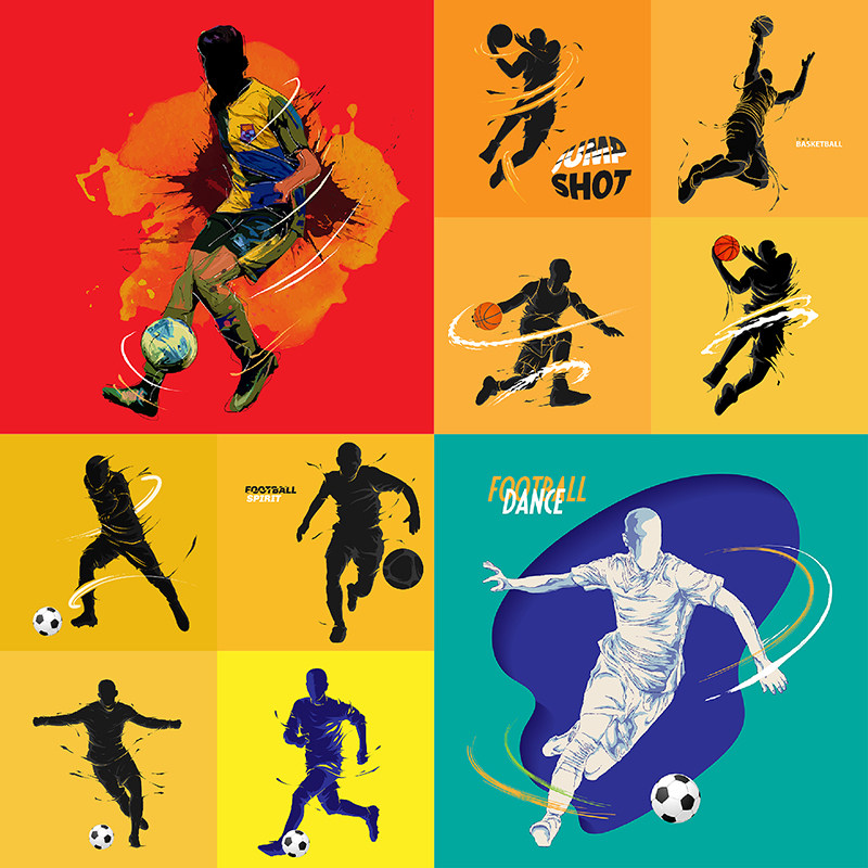 t01体育运动篮球足球竞技比赛健身人物剪影ai设计素材