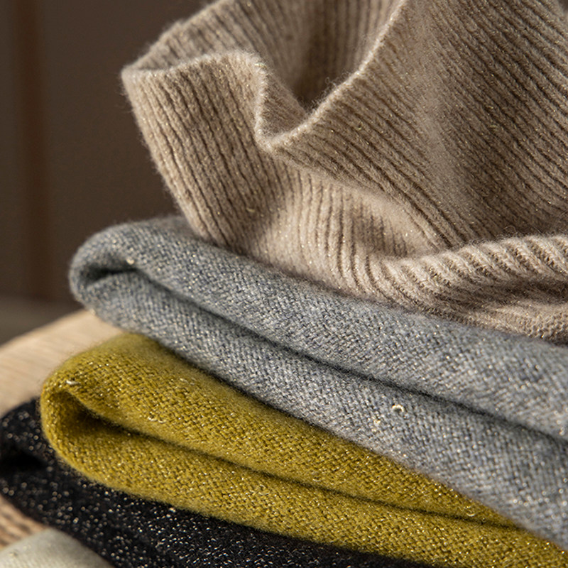 无缝巨好穿 气质堆堆领金丝羊毛毛衣女春天家7d05